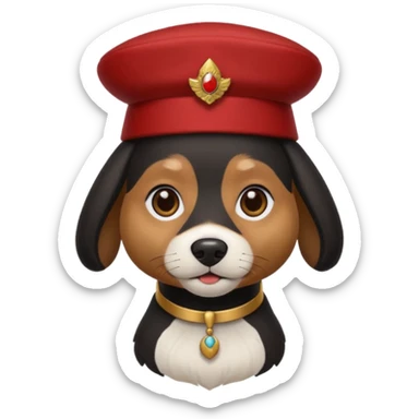black suited dog with fes hat sticker