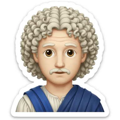 Emoji philosophe grec antique avec tout ce qui sont suivis donc les cheveux bouclés et tout ça quoi les cheveux blancs sticker