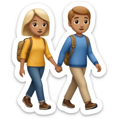 iOS emoji style. 2 friends walking and talking sticker