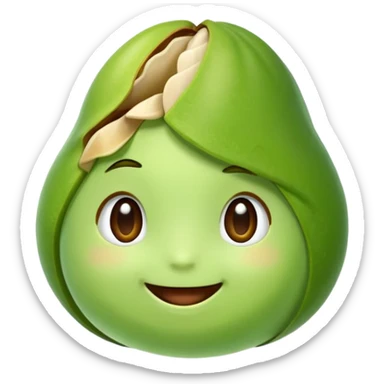 create a cute pistachio in kawai style smiling sticker