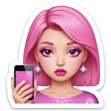 glitter pink girl naughty selfie sticker