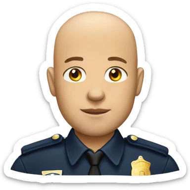 Bald man with light beard in police uniform  sticker