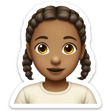  baby white girl with dark brown pigtails  sticker