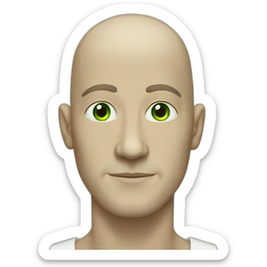green eyed bald man with no beard and an oval head sticker