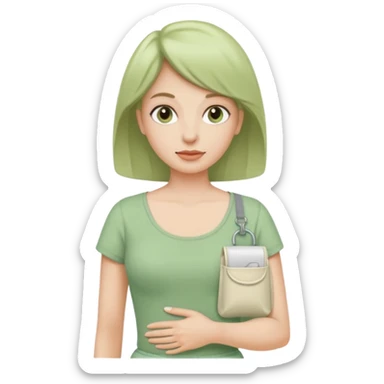  a woman, mid 60, wearing an ostomy bag sticker