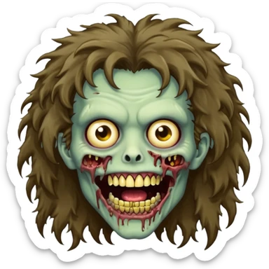 zombie with Brunette fluffy hair and grillz sticker