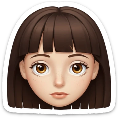 branca, olhos hazel, franjnha, pequenas sardas, cabelo castanho escuro, zoombir sticker