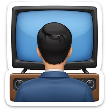 man with black hair seen from behind watching television sticker