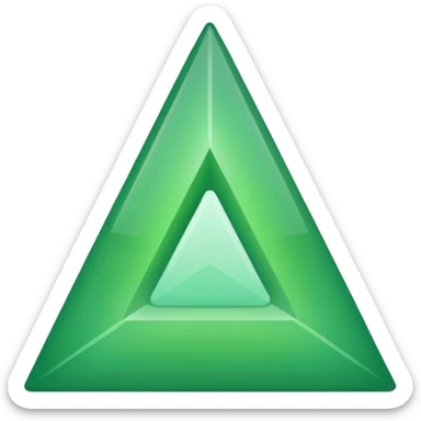 A green upside down triangle sticker