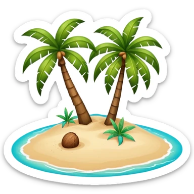 island with a coconut tree and beach sticker