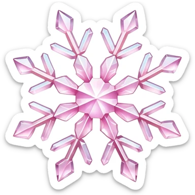 Pastel Pink crystal gemstone snowflake  sticker