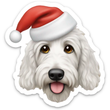 bernadoodle with a santa hat sticker