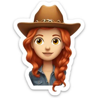 redhead girl  with cowboy hat on  sticker