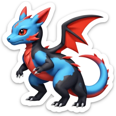 Cute Exotic Shiny Colorful Guilmon-Salandit-Umbreon-Charmeleon-Fakémon-hybrid-creature (full body)  sticker