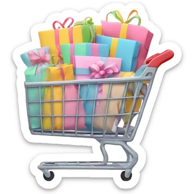 shopping cart full of pastel gift bags sticker