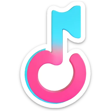 official TikTok logo in 3D, matching the real logo exactly, with TikTok's colors black white cyan pink, transparent background, no added elements, for Discord role icon sticker