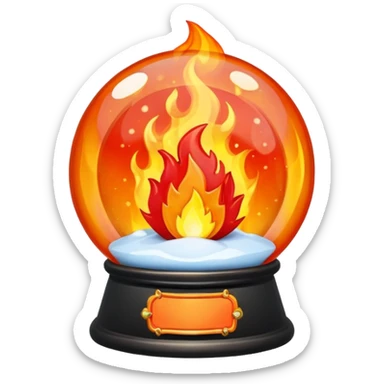 Can you make a snow globe emoji with a flame in it, gothic style, I want it to say pyromaniacs as a plaque  sticker