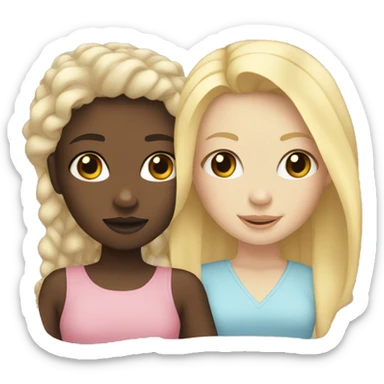 black girl and blonde white girl best friends sticker