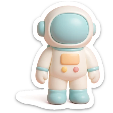 astronaut in classic white suit, standing pose sticker