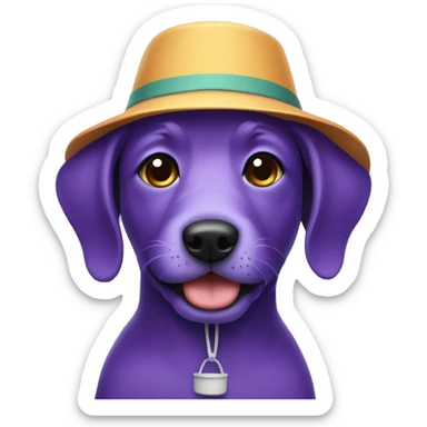 purple dog wearing bucket hat sticker