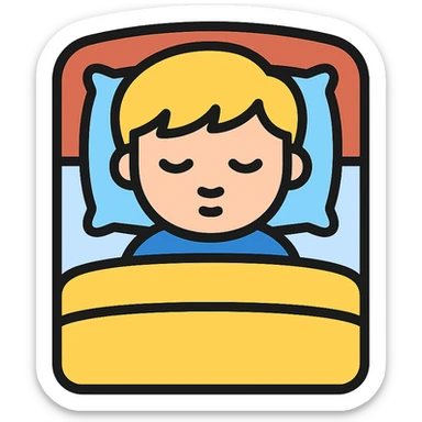 blonde boy sleeping in bed sticker