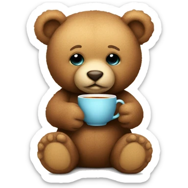teddy bear holding a cup of tea sticker
