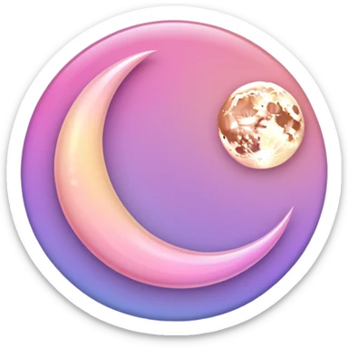 Shiny pastel rose-pink-lavender-violent-gradient crescent moon sunset aesthetic scenery  sticker