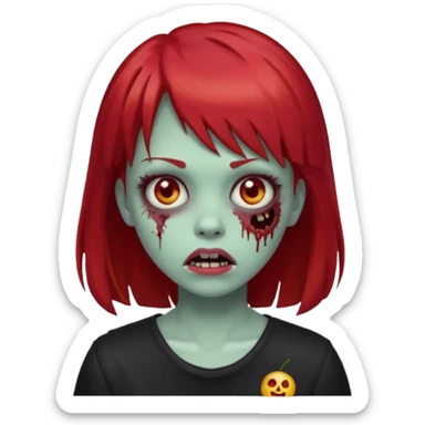 zombie girl with red hair and bangs emoji sticker