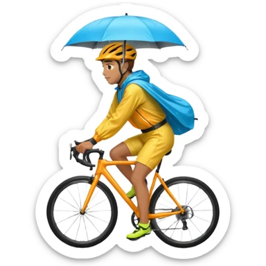 Cyclist with rain poncho sticker