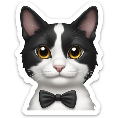 Cute black and white harlequin tuxedo cat  sticker