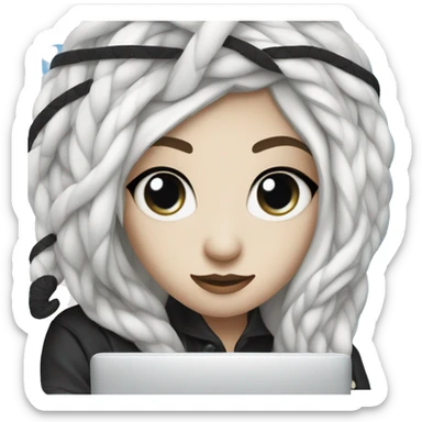 Picture an off-white snake, the color chishui is only white and that's it. She has blue snake eyes with black vertical bangs. And she's tailing a laptop sticker