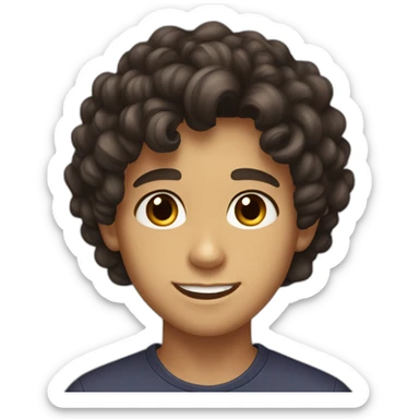 13 years old boy with super super dark brown curled hair tan light skin and dark brown eyes  sticker