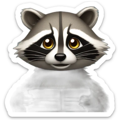 raccoon holding a hype text sticker