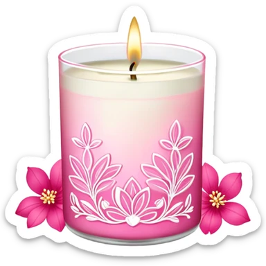 hot pink bath and body works with white floral design   candleLight pink bath and body works with  line art candle sticker