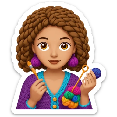 Mujer tejiendo crochet  sticker