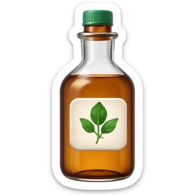 brown glass bottle of supplements with white label, black thin title K2 and small spinach emoji sticker