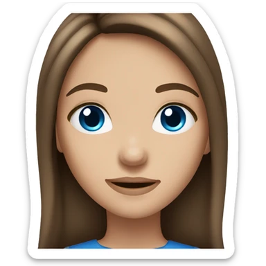 teenage girl with long brown hair and blue eyes sticker