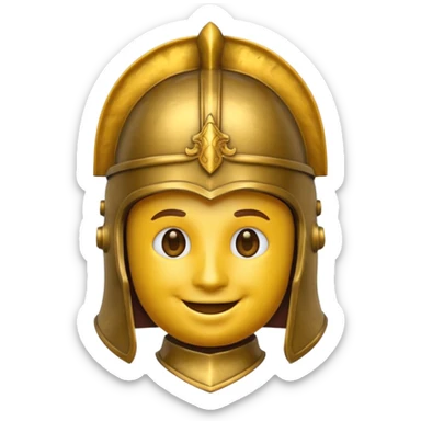 round emoji head with roman empire knight helmet sticker