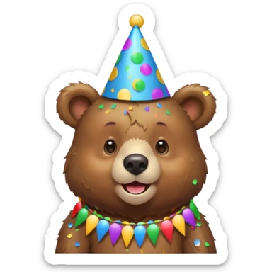 Partying bear cub with confetti  sticker