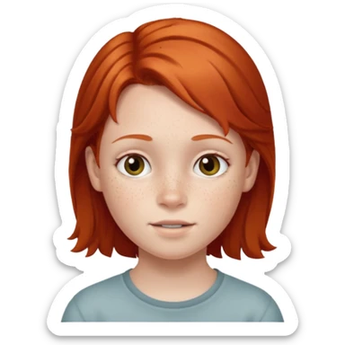 redhead kid with unique face features  sticker