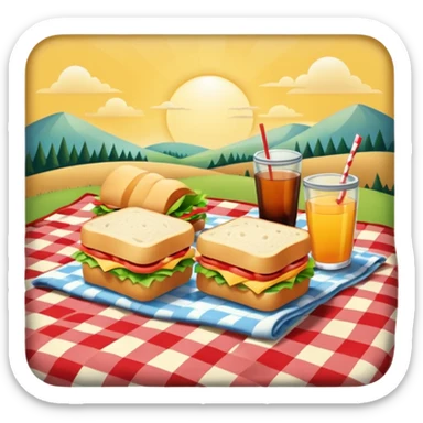 picnic with sandwiches, drinks sticker