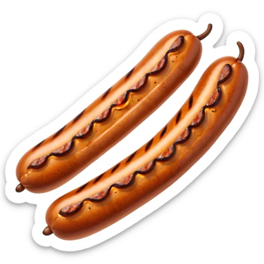 Single grilled sausage on a plain white background sticker