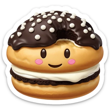 oreo cookie cream puff, simplified, clear, emoji-like sticker