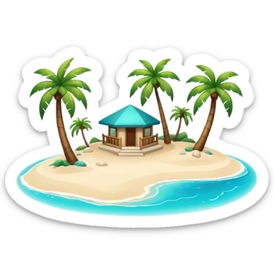 modern attractive island  with a beach and infrastructure  sticker