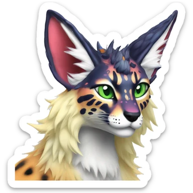 Epic Edgy Colorful ethereal eldritch Sergal-Serval-Fionbri sticker