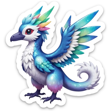 Randomly-colored gradients-colored cute fuzzy realistic glittery Randomly-faerie-drake-colored sparkly exotic drake-Silvally-Trico-Fakémon-creature sticker