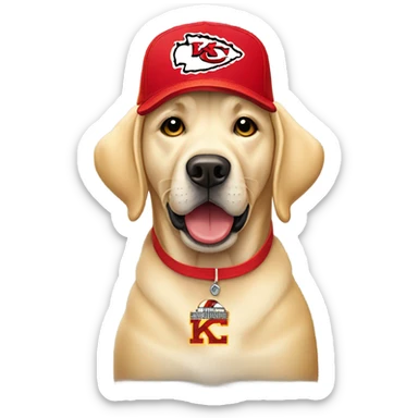 Yellow lab wearing Kansas city chiefs hat sticker