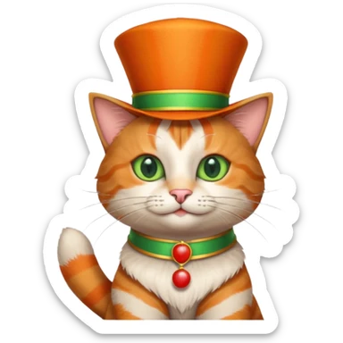 I wanna circus cat having a circus hat on is a circus gloves sticker