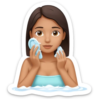 latin girl washing her face gentle relatable skincare routine sticker