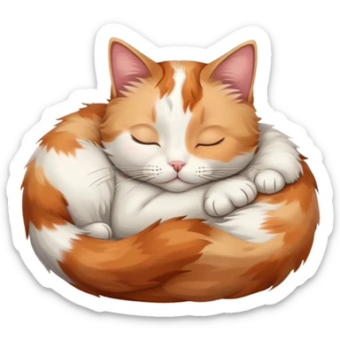 A cute cat curled up sleeping, peaceful expression sticker